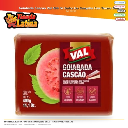 [00299] Goiabada Cascao Val 400 Gr Guava Dolce Con Pezzi Di Guava