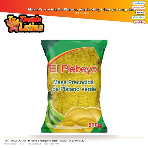 [PLC026] Impasto Precotto di Platano Verde 500g Plebeyo Congelato