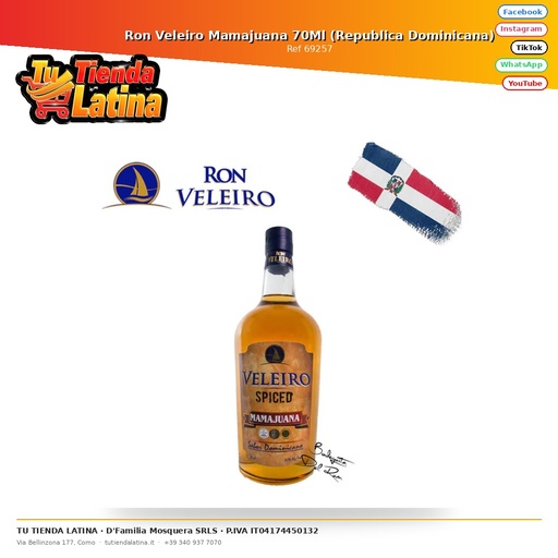 [69257] Ron Veleiro Mamajuana 70Ml (Republica Dominicana)
