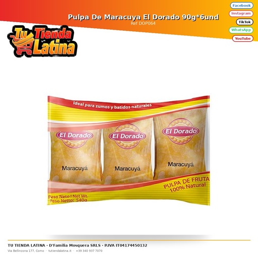 [DOP064] Pulpa De Maracuya El Dorado 90g*6und