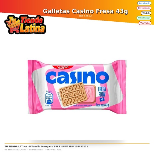 [52672] Biscotti del casinò alla fragola 43g