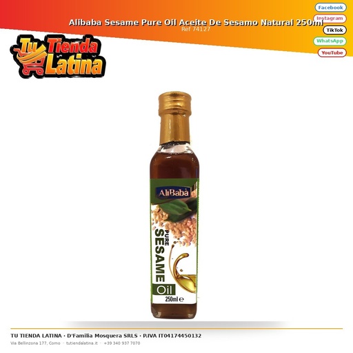 [74127] Alibaba Olio Puro Di Sesamo Olio Di Sesamo Naturale 250ml