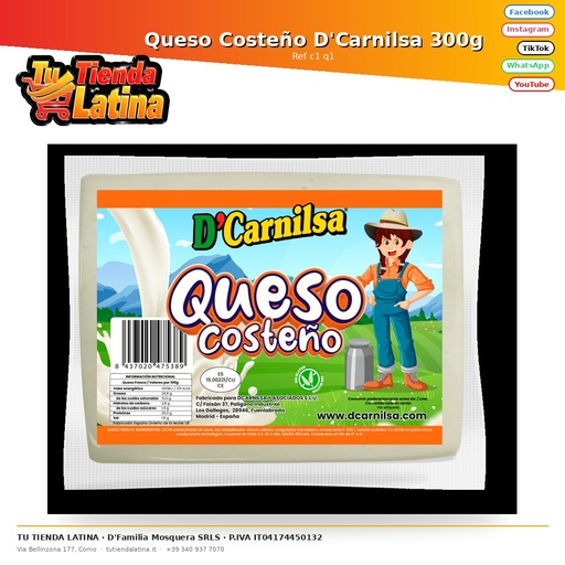 [c1 q1] Queso Costeño D'Carnilsa 300g