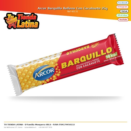 [40131] Arcor Wafer Ripieno alle Arachidi 25g