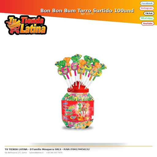 [11777] Bon Bon Bum Barattolo Assortito 100 unità