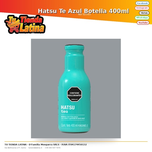 [02393] Hatsu Te Azul Botella 400ml 
