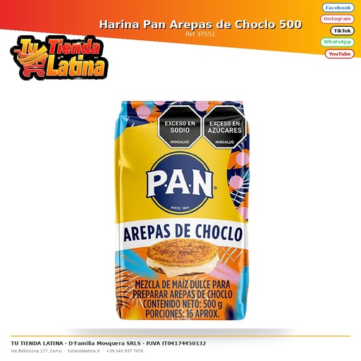 [37551] Farina Di Mais Arepas Pane 500