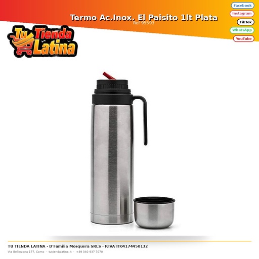 [95593] Termo Ac.Inox. El Paisito 1lt Plata