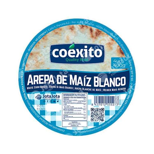 [CON00139] Arepa Maiz Blanco Congelada 5ud 450gr Coexito
